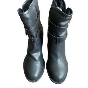 Steve Madden Sz 6‎ winter calf buckle wedge heel boots NWT